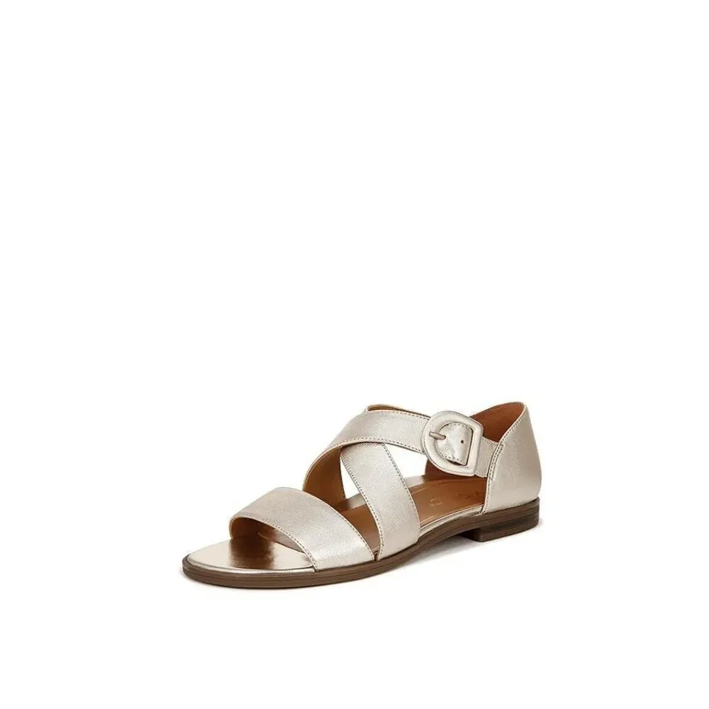 Vionic Pacifica Supportive Orthotic Sandal Gold Metallic Leather Women’s 9 Wide